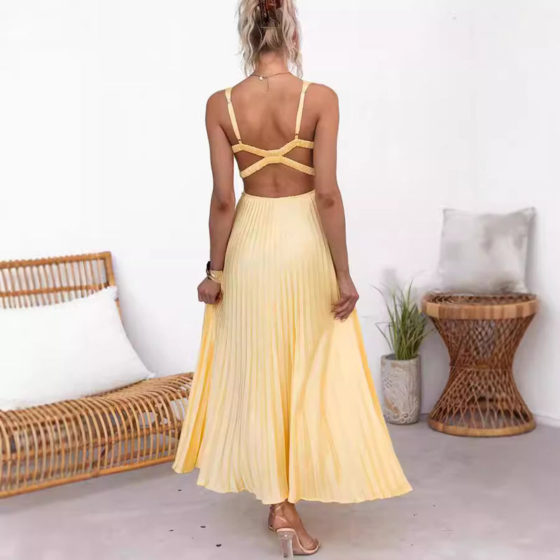 Elegant Pressed Satin Sling Sexy Banquet Dress