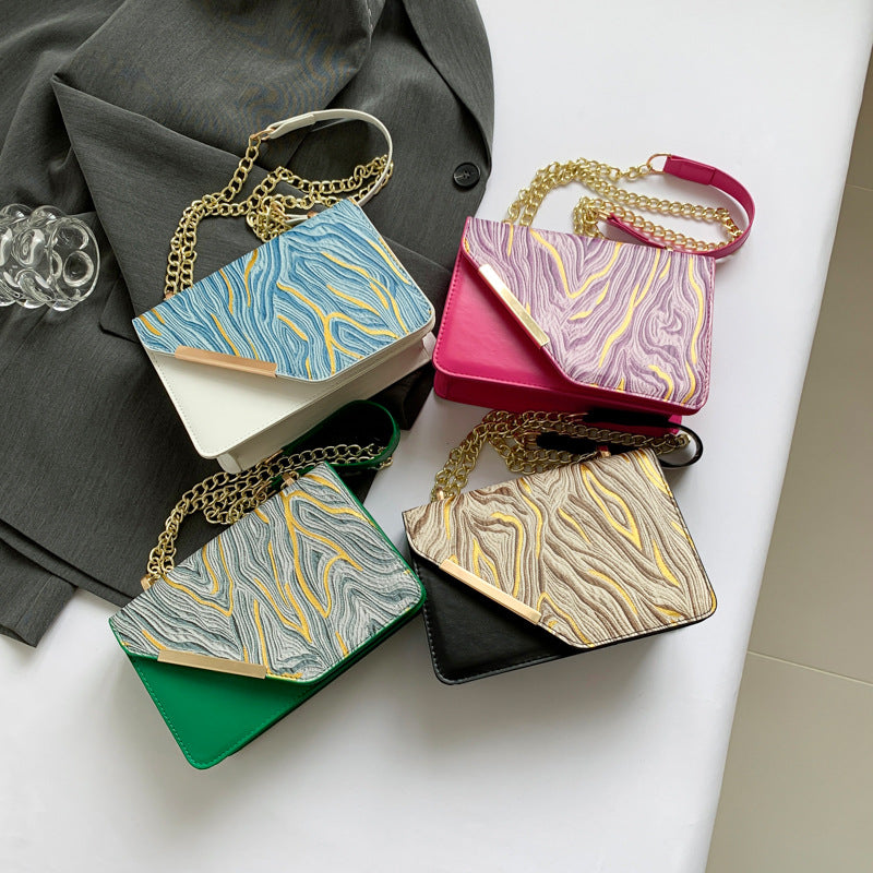 Contrast Color Stitching Shoulder Bag Women&#039;s Bag 2024 Summer New This Year&#039;s Popular Women&#039;s Geometric Pattern  Small Square Bag