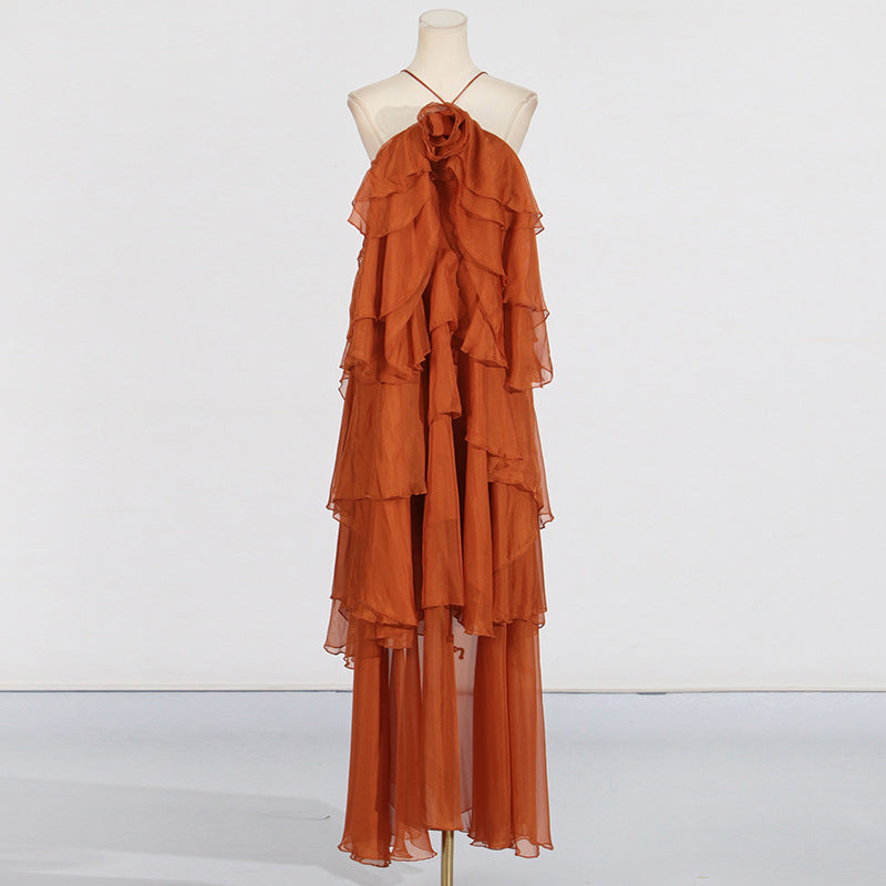 Elegant Lady Ruffled Long Dress