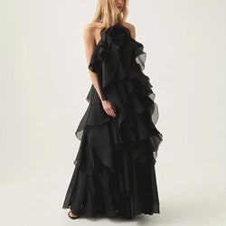Elegant Lady Ruffled Long Dress