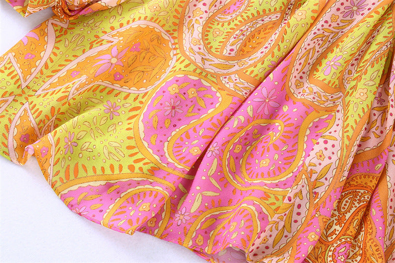 Elegant Hollow Design Printing Dress