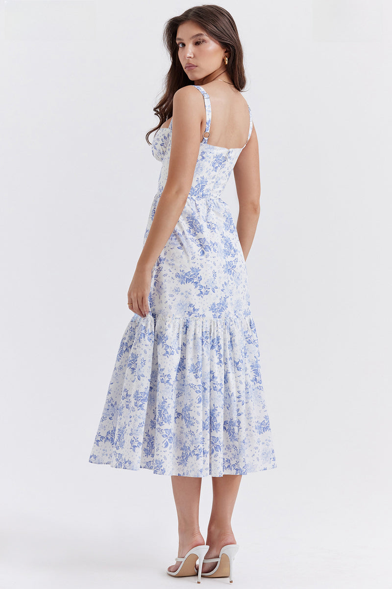 Sweet Spicy Style Sling Solid Color A Swing Floral Cake Dress