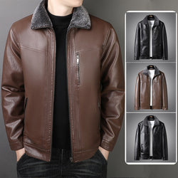 Leather Jacket with Fleece and Thickening