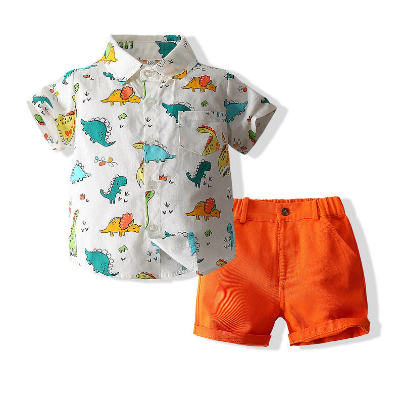 Baby Gentleman Dinosaur Shirt Shorts Two-piece Set