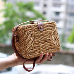 Women&#039;s Bag Rattan Bag Exquisite Diagonal Mini Bag Round Retro Art Hand-woven Grass Woven Bag