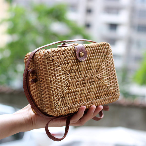 Women&#039;s Bag Rattan Bag Exquisite Diagonal Mini Bag Round Retro Art Hand-woven Grass Woven Bag