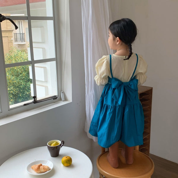 Suspender Casual Puff Sleeve Bottoming Dress