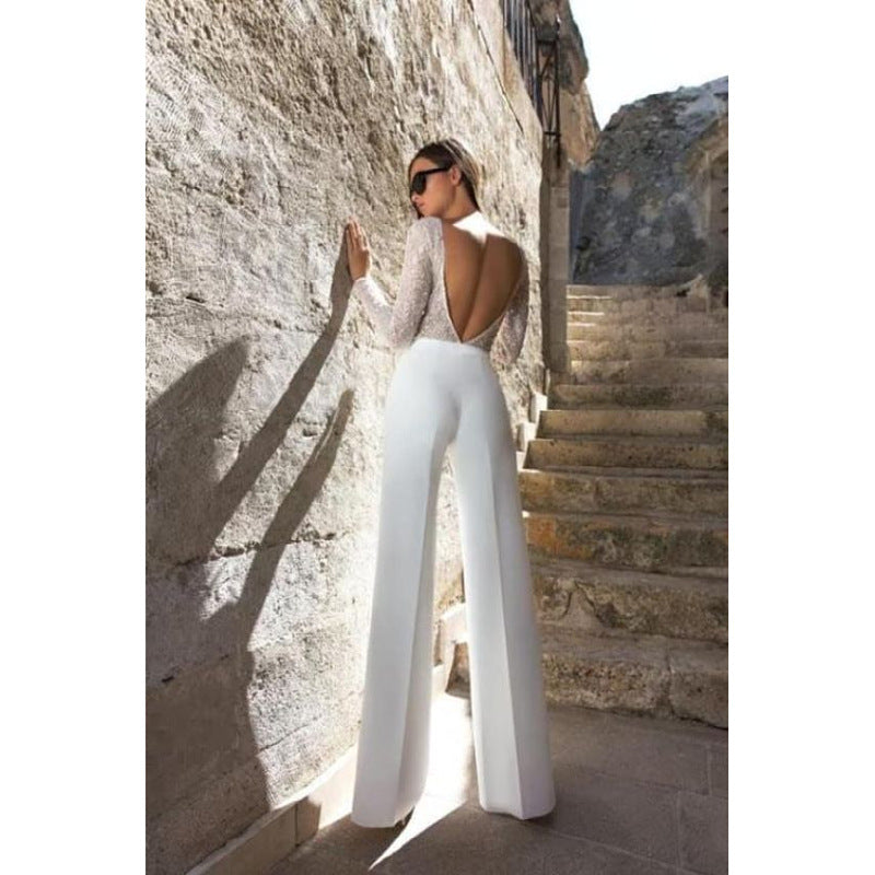 Backless Long-sleeved Jumpsuit