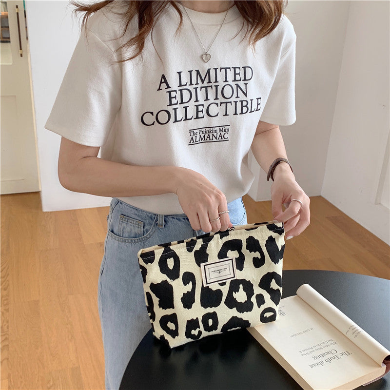 Bolsa Tote com Estampa de Leopardo Rice Bolsa de Ombro de Lona com Estampa de Animal de Grande Capacidade Portátil Bolsa de Compras para Estudantes