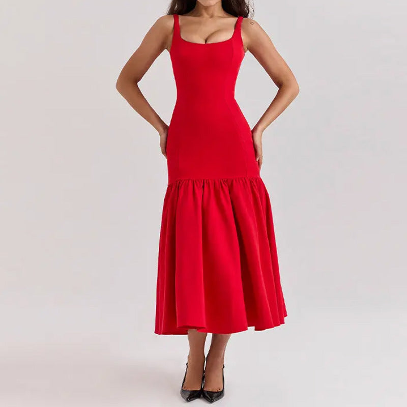 Elegant Ruffled Suspender Dress