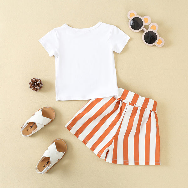 Rabbit White Tops Bow Belts Small Shorts Seaside Children