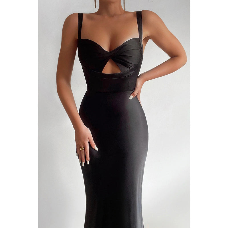 Suspenders Twist Chest Contrast Color Dress