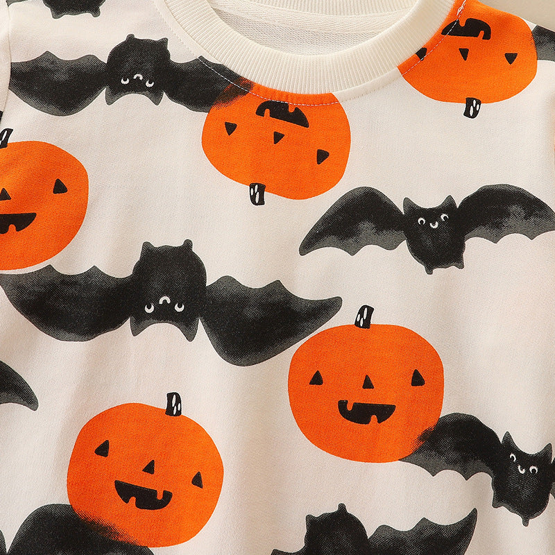 Pumpkin Printed Crewneck Pullover Halloween