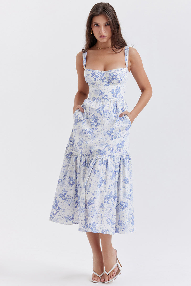 Sweet Spicy Style Sling Solid Color A Swing Floral Cake Dress
