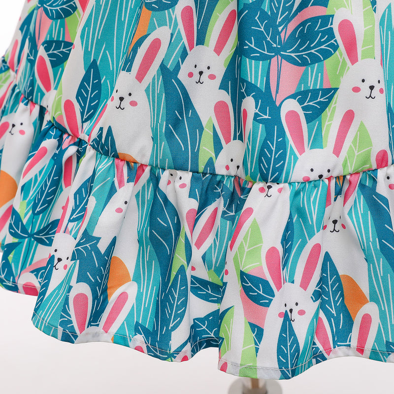Cute Rabbit Print Girl Princess Dress