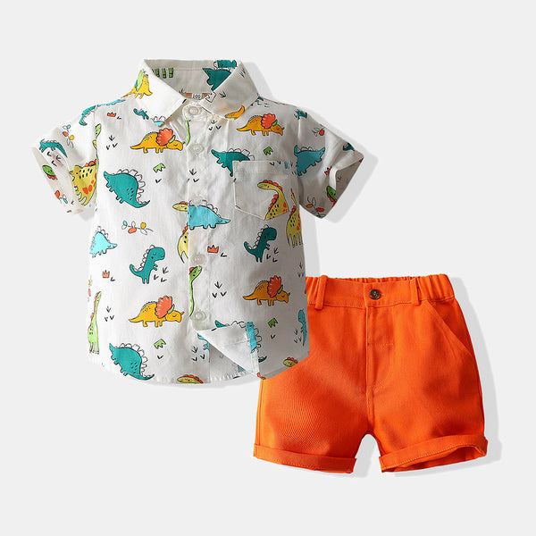 Baby Gentleman Dinosaur Shirt Shorts Two-piece Set
