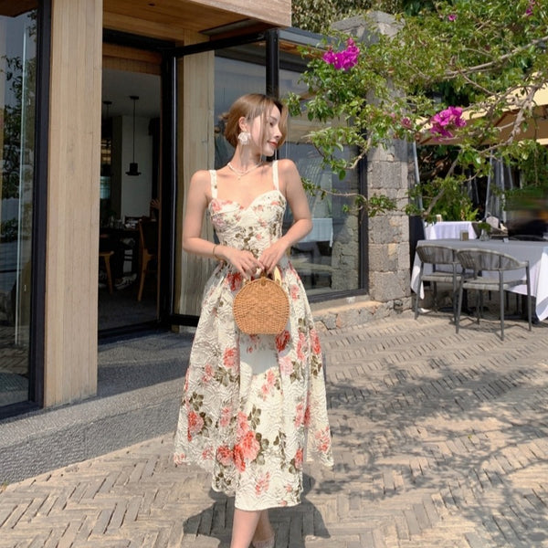 Retro Romance Floral Sling Dress