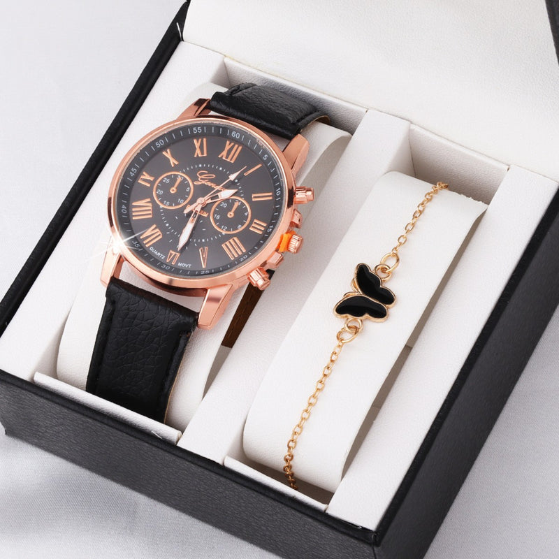 Cute Butterfly Watch Color Wheel Double-layer Ladies
