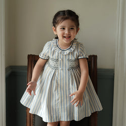 Princess Navy Short-sleeved Cotton Dress