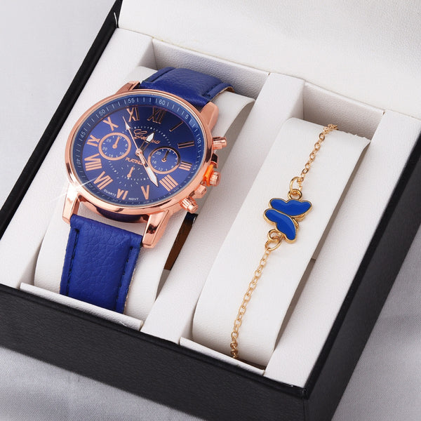 Cute Butterfly Watch Color Wheel Double-layer Ladies