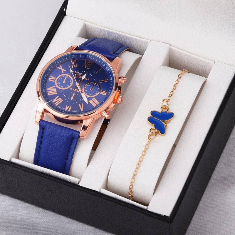 Cute Butterfly Watch Color Wheel Double-layer Ladies