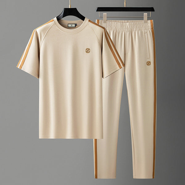 Ice Silk Style Ironing-free Sweat-absorbent Short Sleeve Suit