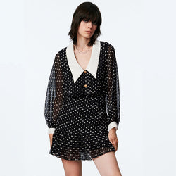 Sweet Polka Dot See-through Chiffon Dress
