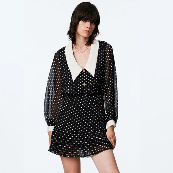 Sweet Polka Dot See-through Chiffon Dress