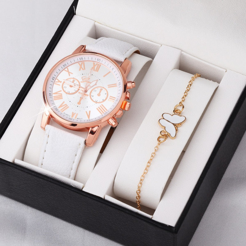 Cute Butterfly Watch Color Wheel Double-layer Ladies