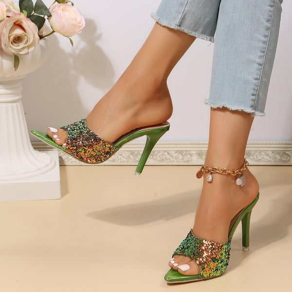 Style Sequin High Heels Sandals