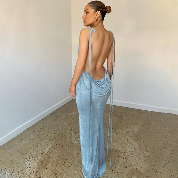 Sexy Backless Lace-up Chest Neck Dress