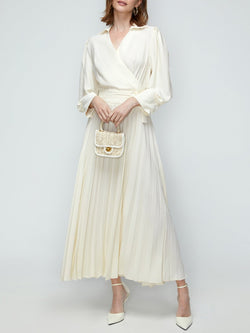 Casual Solid Commute Pleated Dress