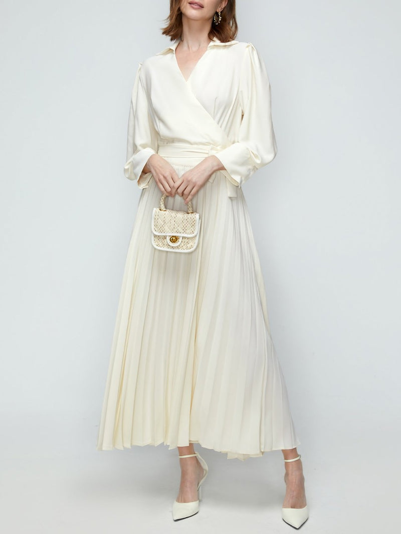 Casual Solid Commute Pleated Dress