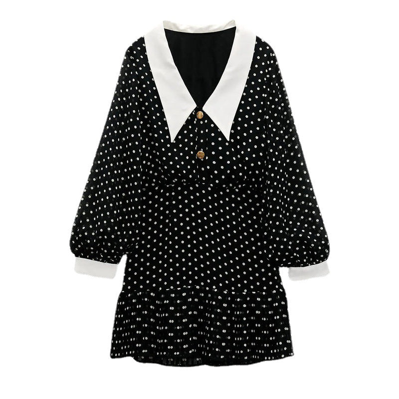 Sweet Polka Dot See-through Chiffon Dress
