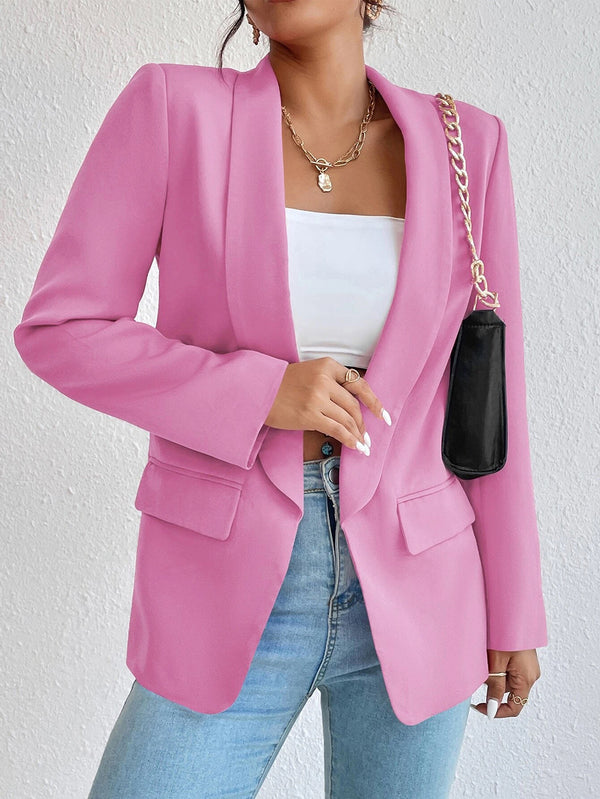 Spot Cross-border Middle East Hot Style Women&#039;s Clothing 2023 Amazon Autumn And Winter Solid Color Lapel Small Suit Temperament Commuter Jacket
