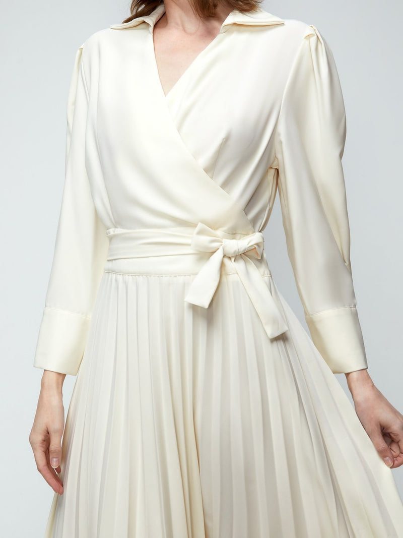 Casual Solid Commute Pleated Dress