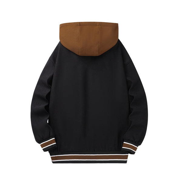 Baseball New High-end Fake Two-piece Hooded Couple Jacket Men