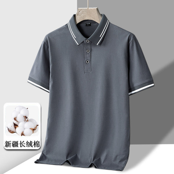 Short-sleeved T-shirt Full Cotton Thin Lapel