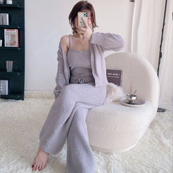 Three-piece Set Warm And Thick With Chest Pad Knitted