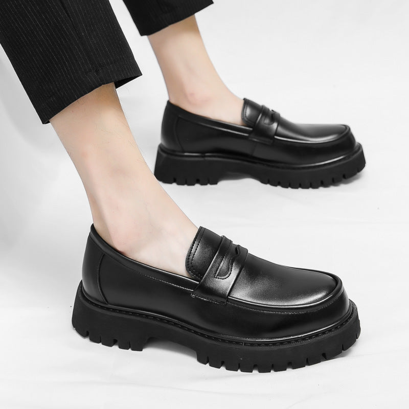 Thick Heightening Leather Shoes
