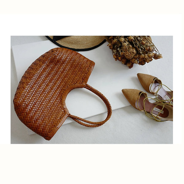 Rattan Vegetable Basket Bag 2022 New High-quality Texture Niche Design Weaving Large-capacity Tote Bag Women&#039;s Summer