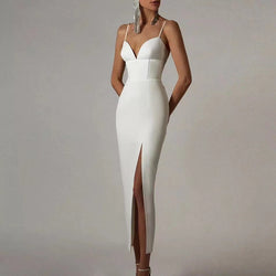 Satin Evening Simple Sexy Slit Dress