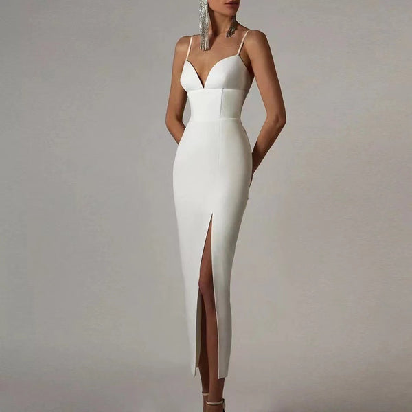 Satin Evening Simple Sexy Slit Dress