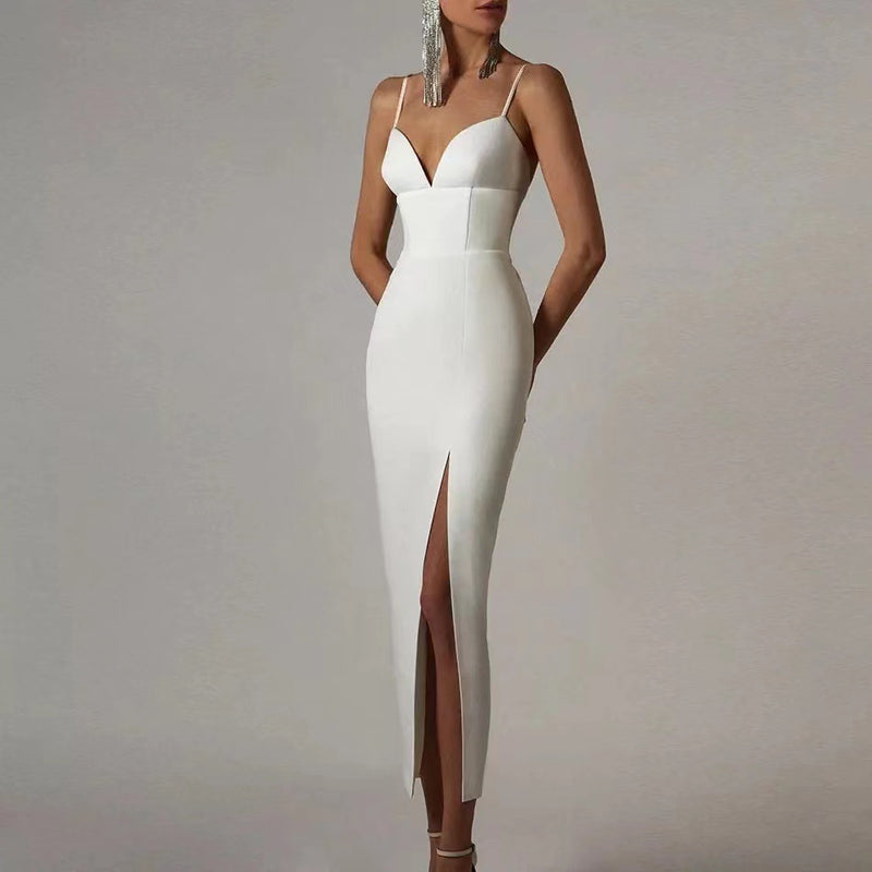 Satin Evening Simple Sexy Slit Dress