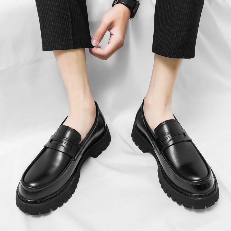 Thick Heightening Leather Shoes
