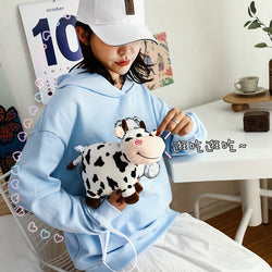 Korean Ins Japanese Harajuku Girl Cute Cow Plush Small Bag Student Messenger Bag Soft Girl Shoulder Bag Female