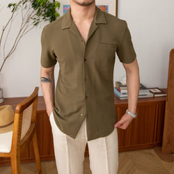 Short-sleeved Cuban Collar Shirt