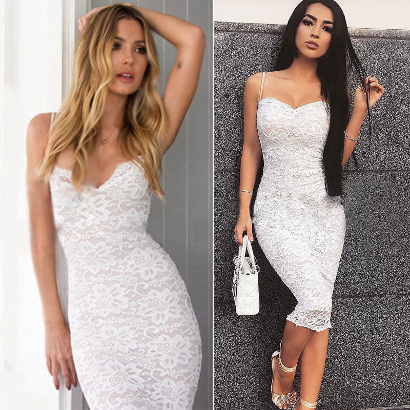Sling Lace Elastic Tight Dress