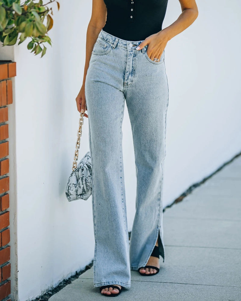 Denim Trousers - Slit Temperament