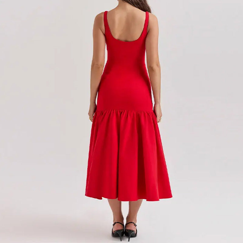 Elegant Ruffled Suspender Dress